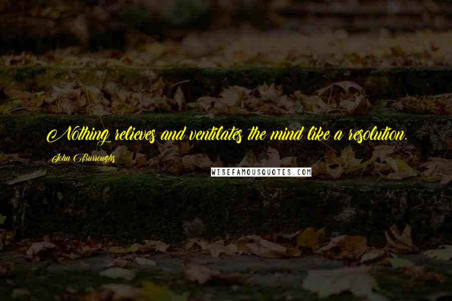 John Burroughs Quotes: Nothing relieves and ventilates the mind like a resolution.