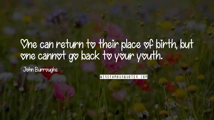 John Burroughs Quotes: One can return to their place of birth, but one cannot go back to your youth.