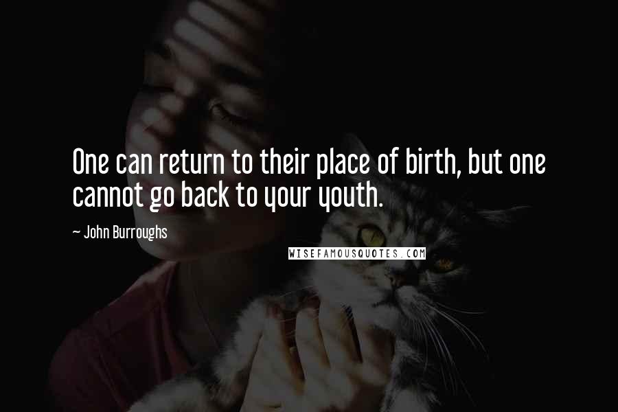 John Burroughs Quotes: One can return to their place of birth, but one cannot go back to your youth.