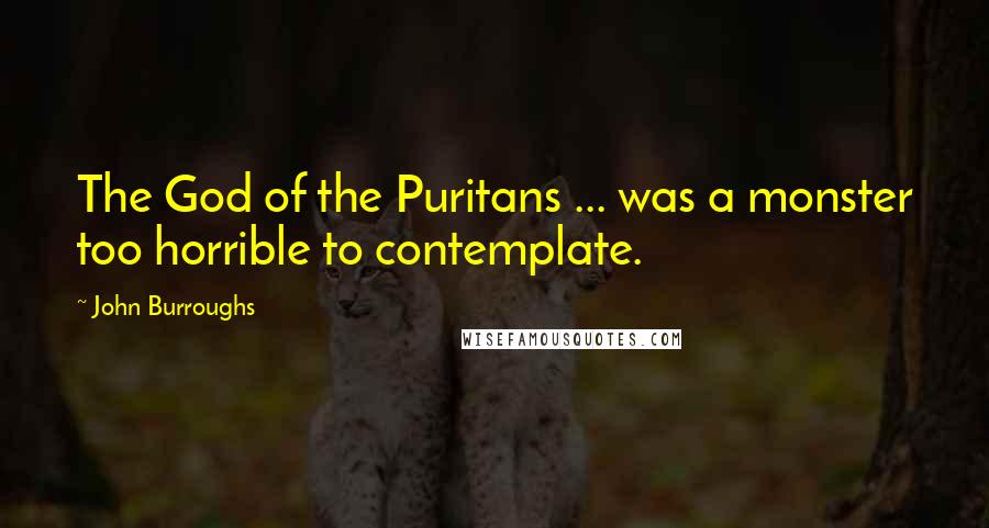 John Burroughs Quotes: The God of the Puritans ... was a monster too horrible to contemplate.