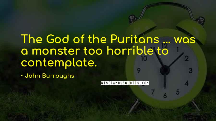 John Burroughs Quotes: The God of the Puritans ... was a monster too horrible to contemplate.