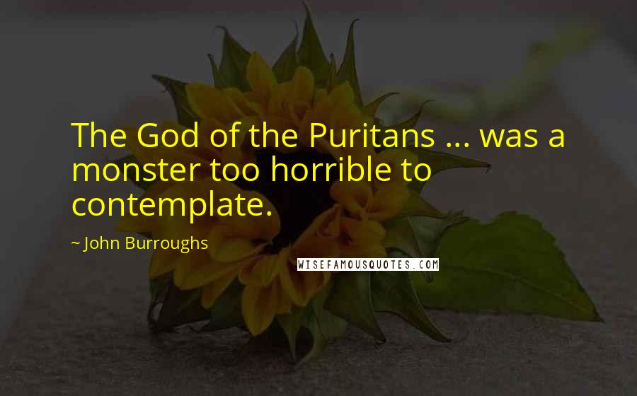 John Burroughs Quotes: The God of the Puritans ... was a monster too horrible to contemplate.