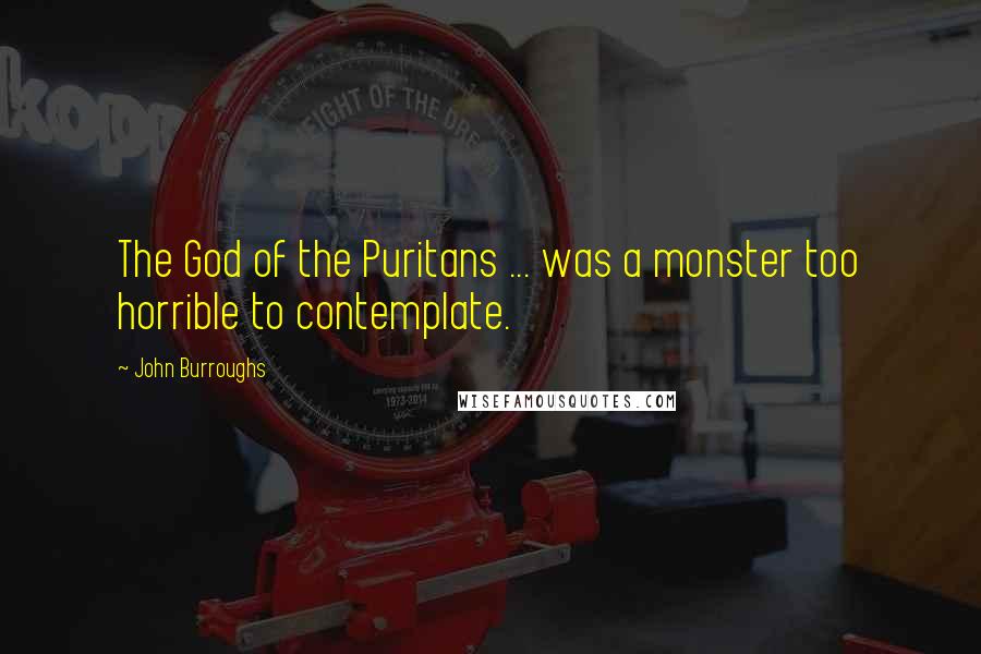 John Burroughs Quotes: The God of the Puritans ... was a monster too horrible to contemplate.