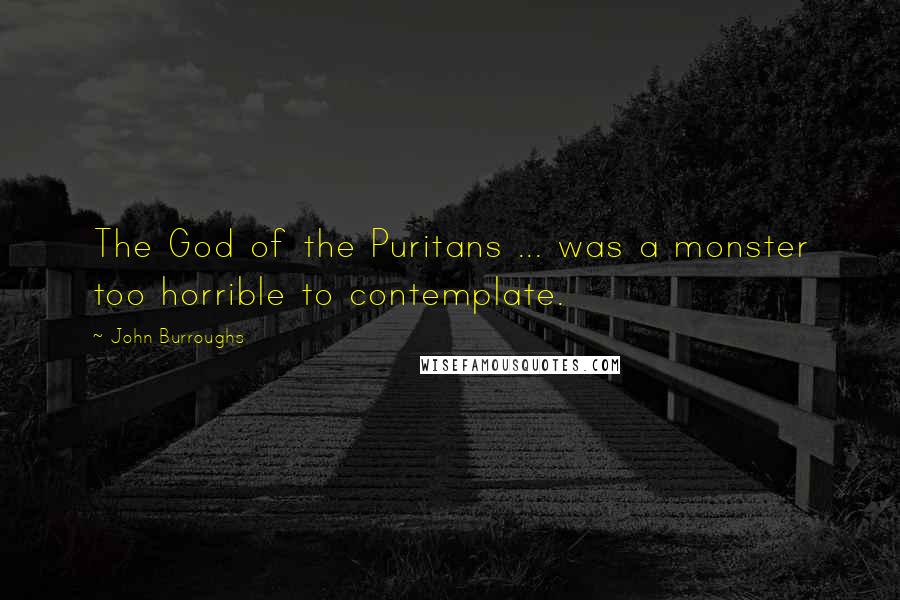 John Burroughs Quotes: The God of the Puritans ... was a monster too horrible to contemplate.