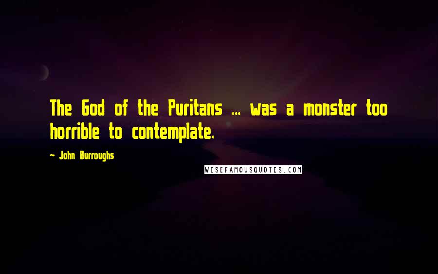 John Burroughs Quotes: The God of the Puritans ... was a monster too horrible to contemplate.