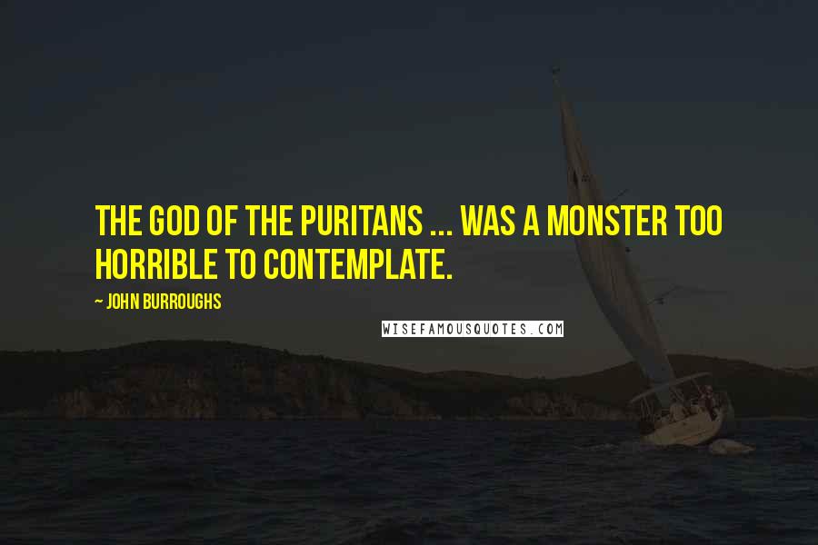 John Burroughs Quotes: The God of the Puritans ... was a monster too horrible to contemplate.