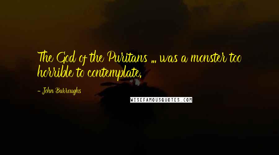 John Burroughs Quotes: The God of the Puritans ... was a monster too horrible to contemplate.