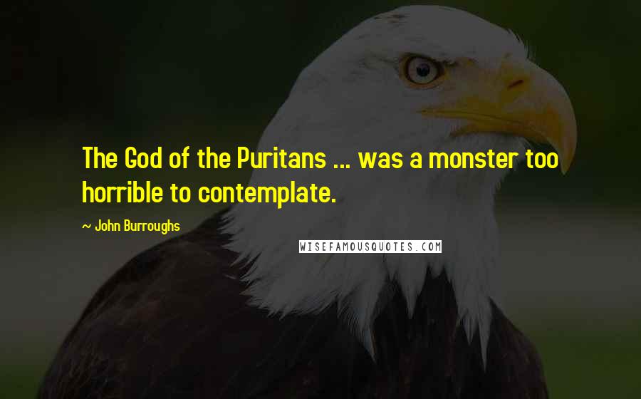 John Burroughs Quotes: The God of the Puritans ... was a monster too horrible to contemplate.