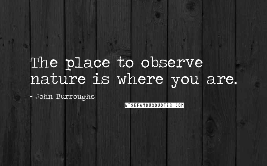 John Burroughs Quotes: The place to observe nature is where you are.