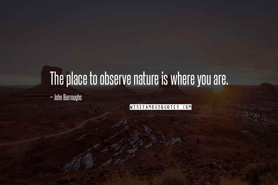 John Burroughs Quotes: The place to observe nature is where you are.