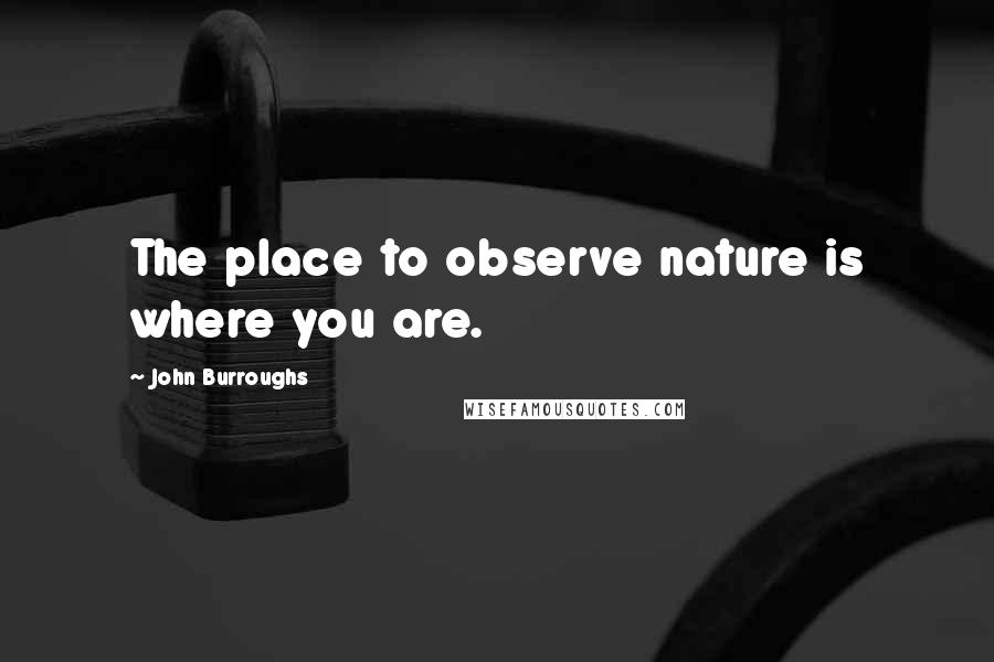 John Burroughs Quotes: The place to observe nature is where you are.