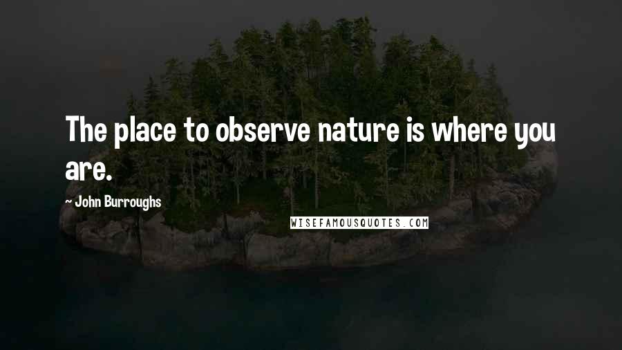 John Burroughs Quotes: The place to observe nature is where you are.