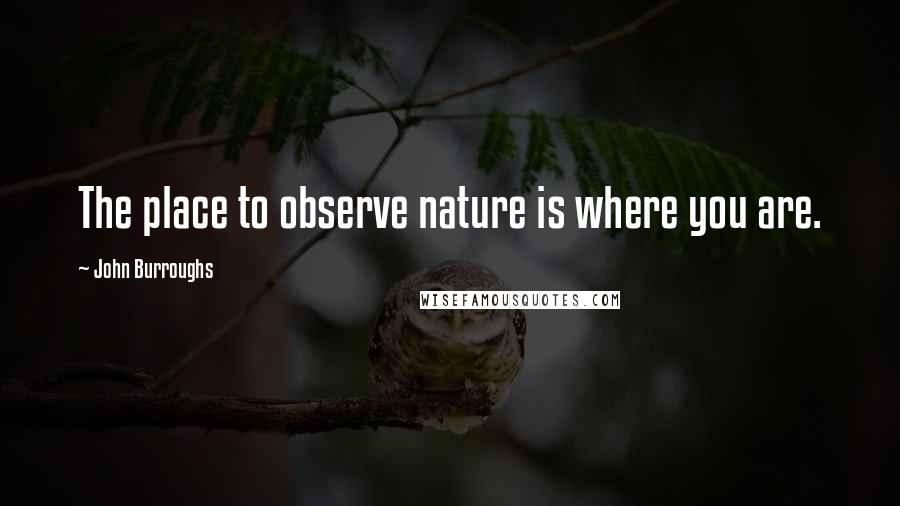 John Burroughs Quotes: The place to observe nature is where you are.