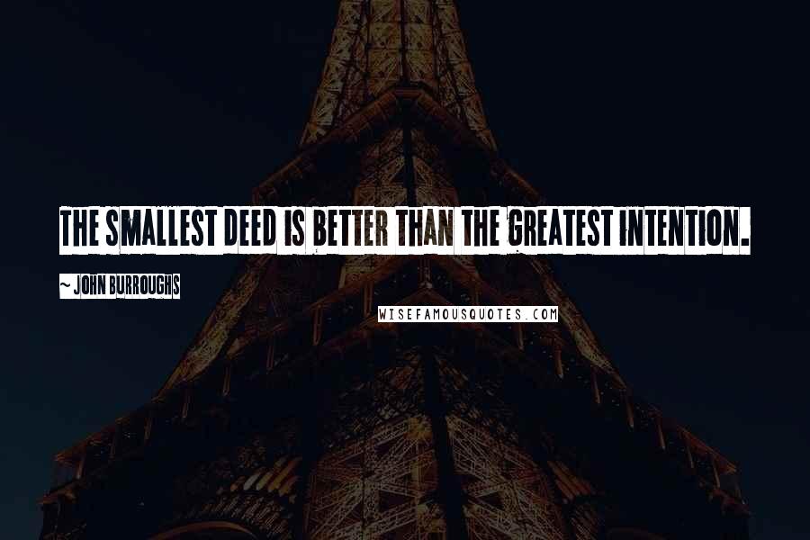 John Burroughs Quotes: The smallest deed is better than the greatest intention.