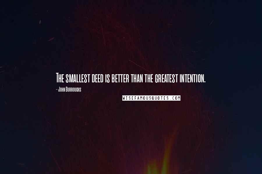 John Burroughs Quotes: The smallest deed is better than the greatest intention.
