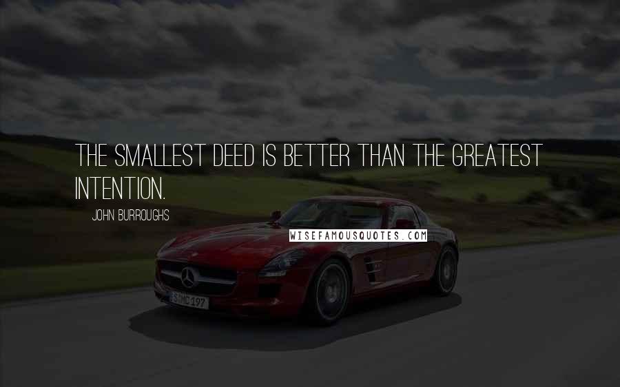 John Burroughs Quotes: The smallest deed is better than the greatest intention.