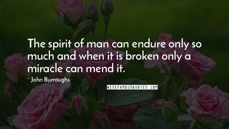 John Burroughs Quotes: The spirit of man can endure only so much and when it is broken only a miracle can mend it.