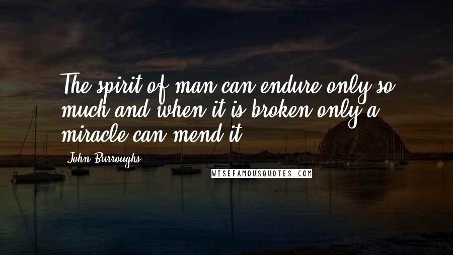 John Burroughs Quotes: The spirit of man can endure only so much and when it is broken only a miracle can mend it.