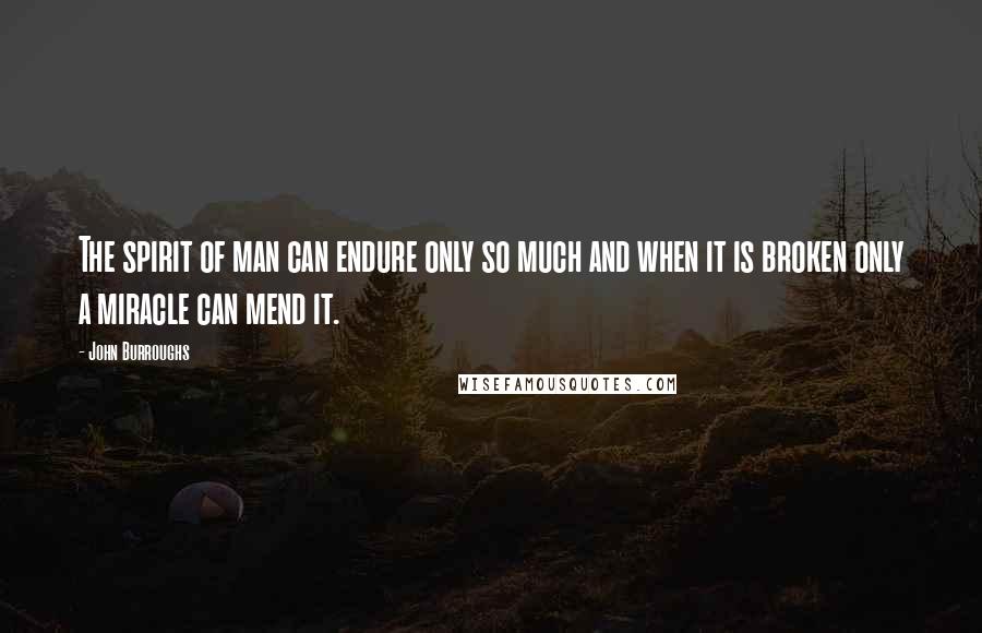 John Burroughs Quotes: The spirit of man can endure only so much and when it is broken only a miracle can mend it.