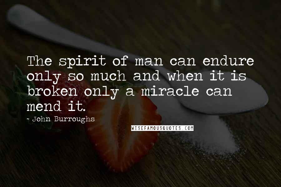 John Burroughs Quotes: The spirit of man can endure only so much and when it is broken only a miracle can mend it.