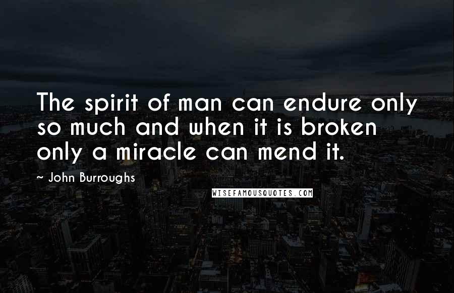 John Burroughs Quotes: The spirit of man can endure only so much and when it is broken only a miracle can mend it.