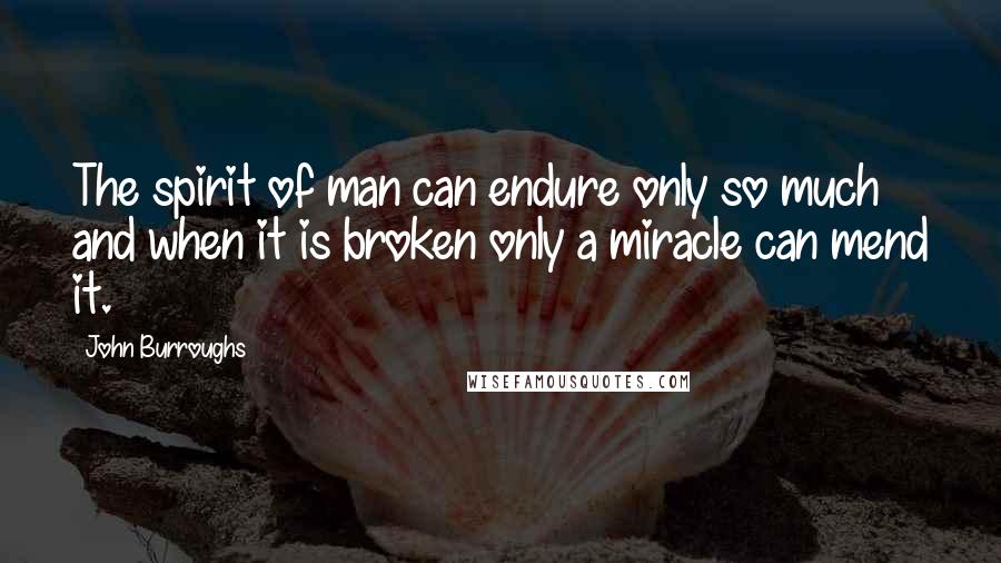 John Burroughs Quotes: The spirit of man can endure only so much and when it is broken only a miracle can mend it.