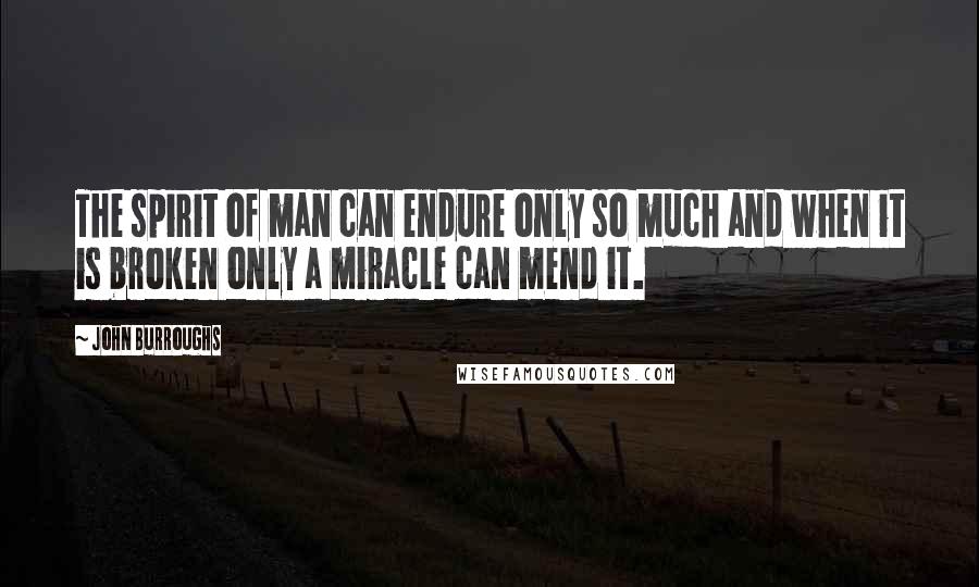 John Burroughs Quotes: The spirit of man can endure only so much and when it is broken only a miracle can mend it.