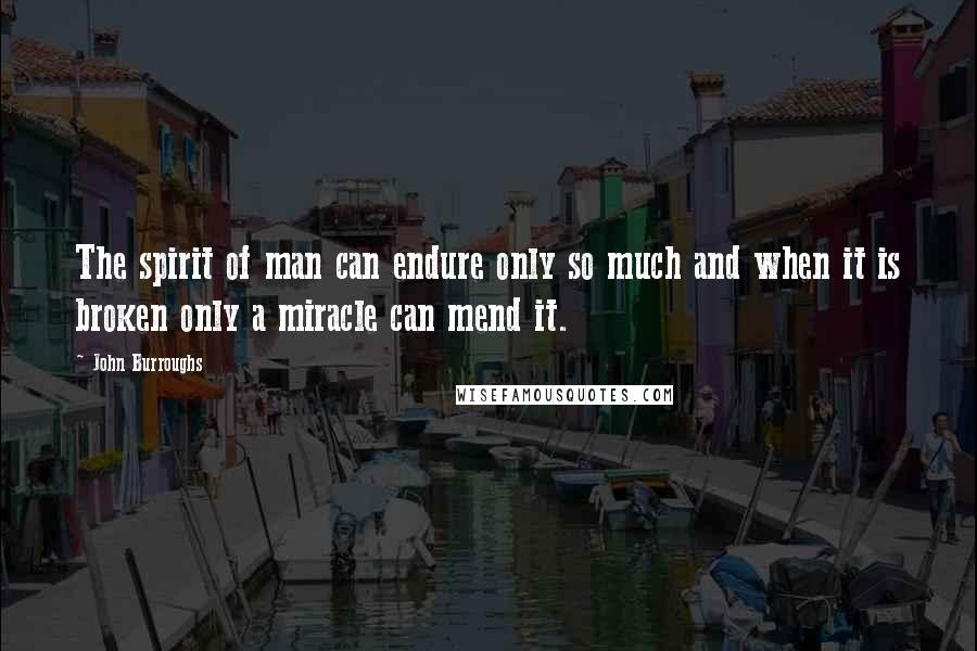 John Burroughs Quotes: The spirit of man can endure only so much and when it is broken only a miracle can mend it.