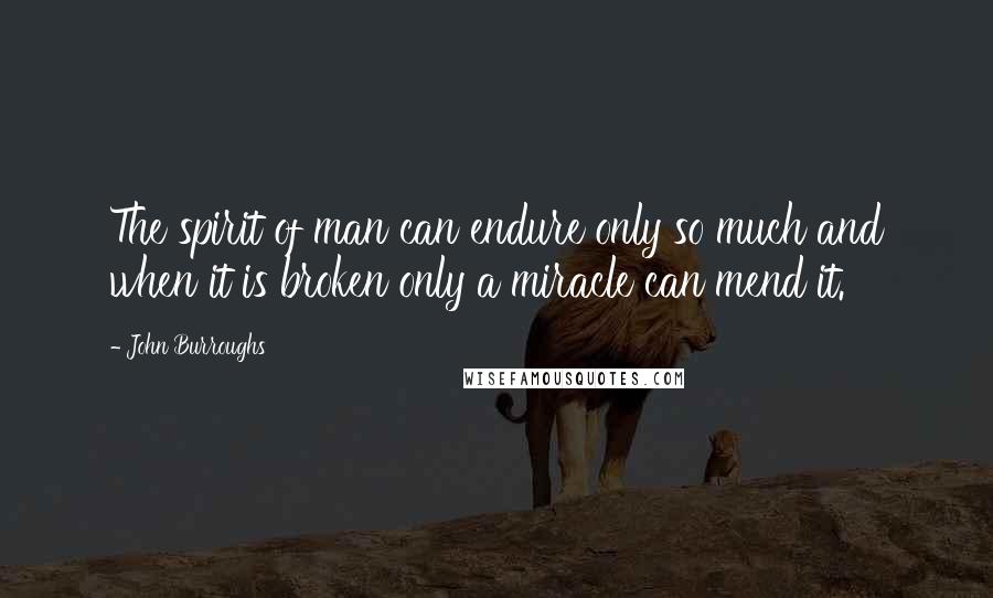 John Burroughs Quotes: The spirit of man can endure only so much and when it is broken only a miracle can mend it.