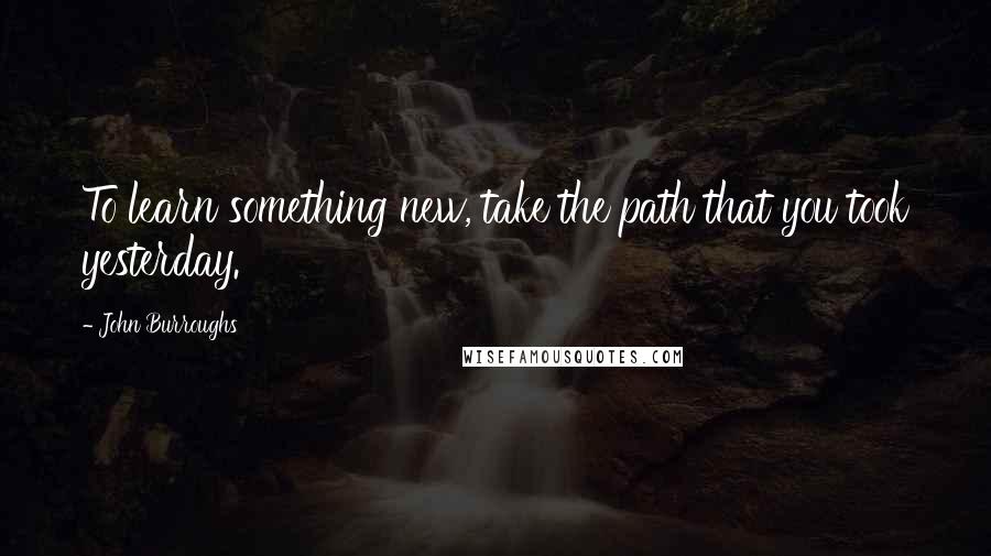 John Burroughs Quotes: To learn something new, take the path that you took yesterday.