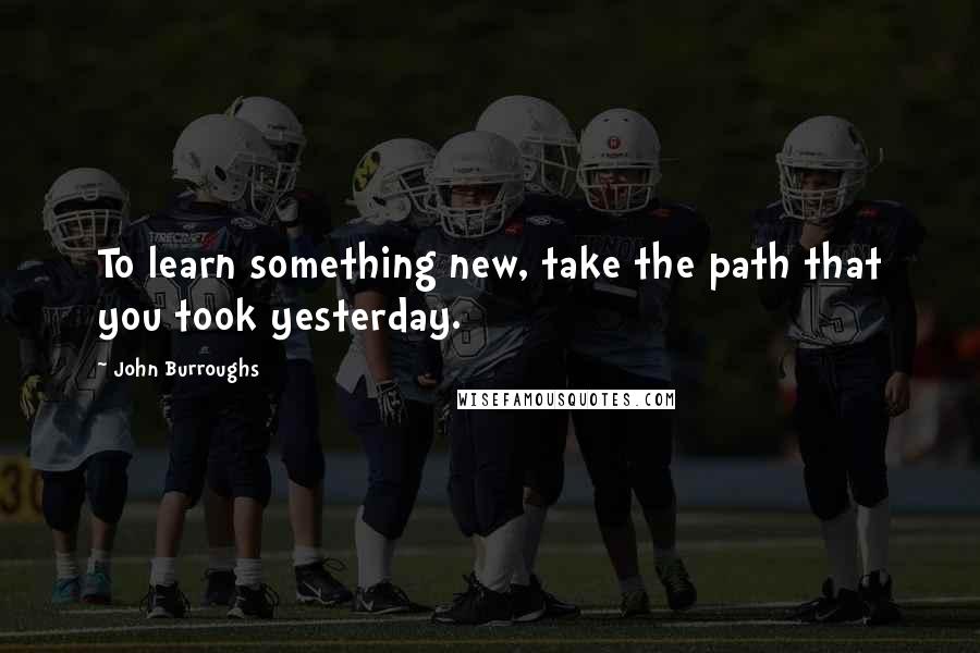 John Burroughs Quotes: To learn something new, take the path that you took yesterday.