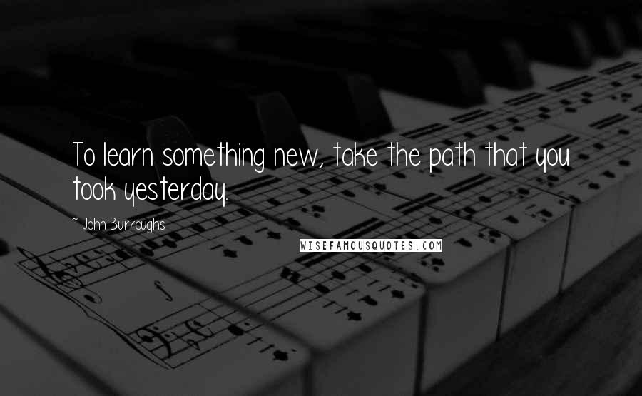 John Burroughs Quotes: To learn something new, take the path that you took yesterday.