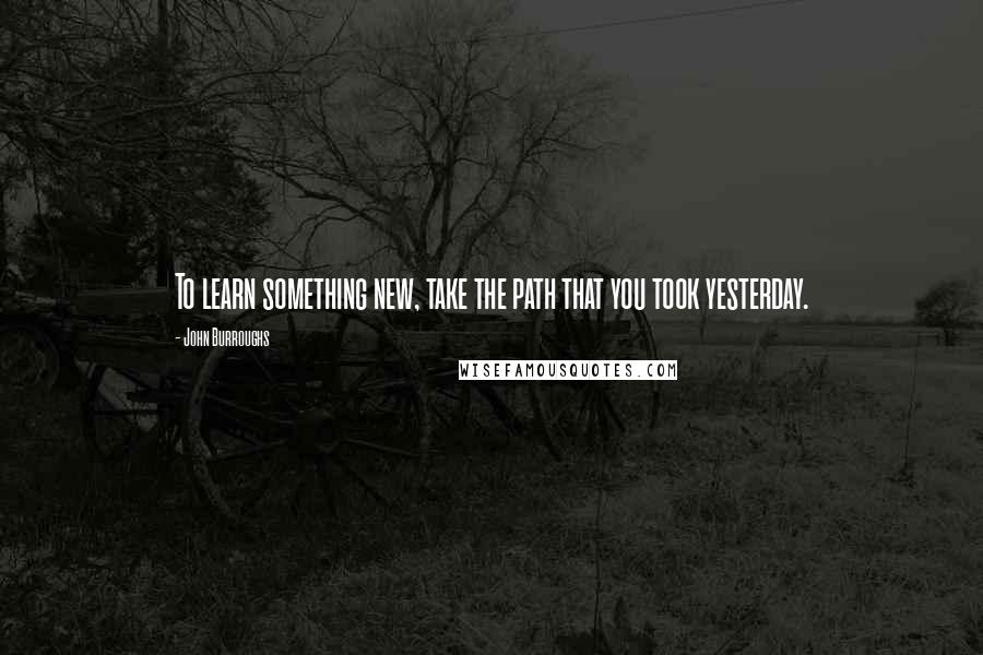 John Burroughs Quotes: To learn something new, take the path that you took yesterday.