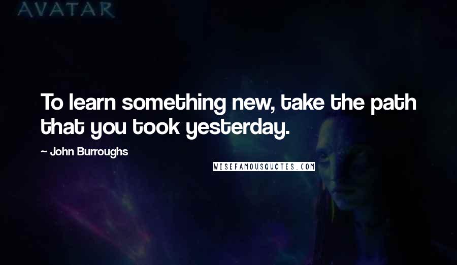 John Burroughs Quotes: To learn something new, take the path that you took yesterday.