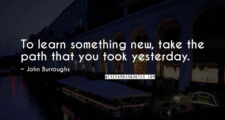 John Burroughs Quotes: To learn something new, take the path that you took yesterday.