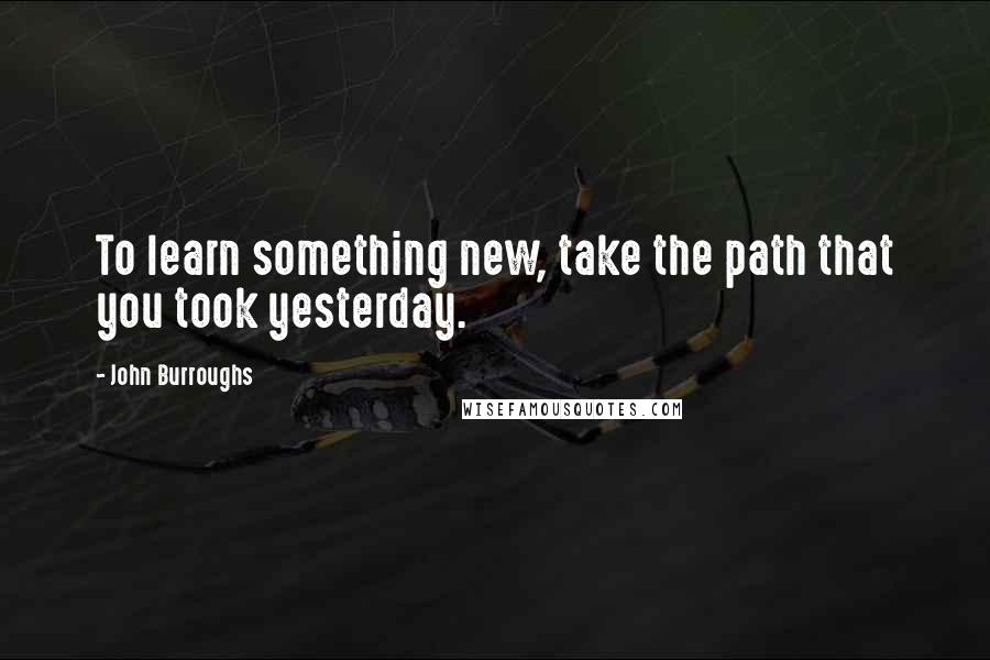 John Burroughs Quotes: To learn something new, take the path that you took yesterday.