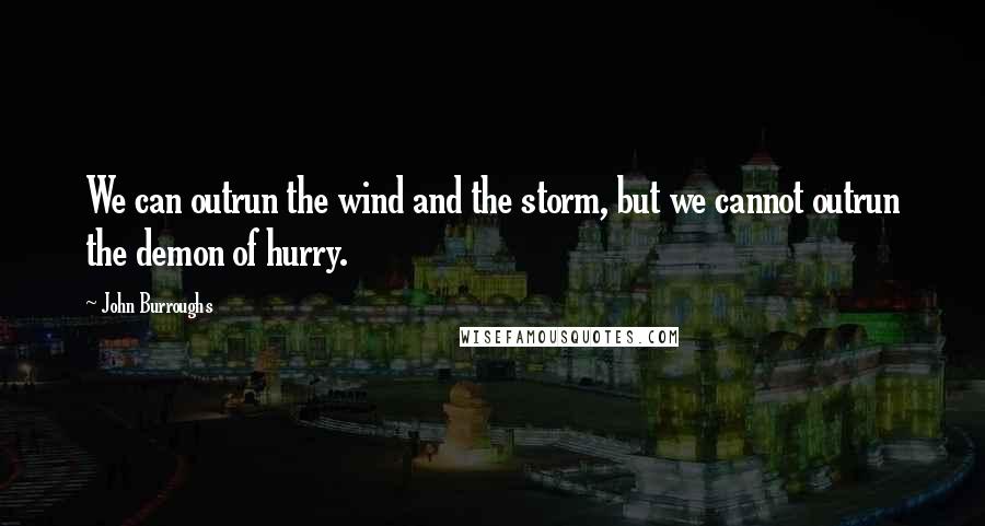 John Burroughs Quotes: We can outrun the wind and the storm, but we cannot outrun the demon of hurry.
