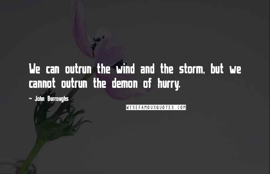 John Burroughs Quotes: We can outrun the wind and the storm, but we cannot outrun the demon of hurry.