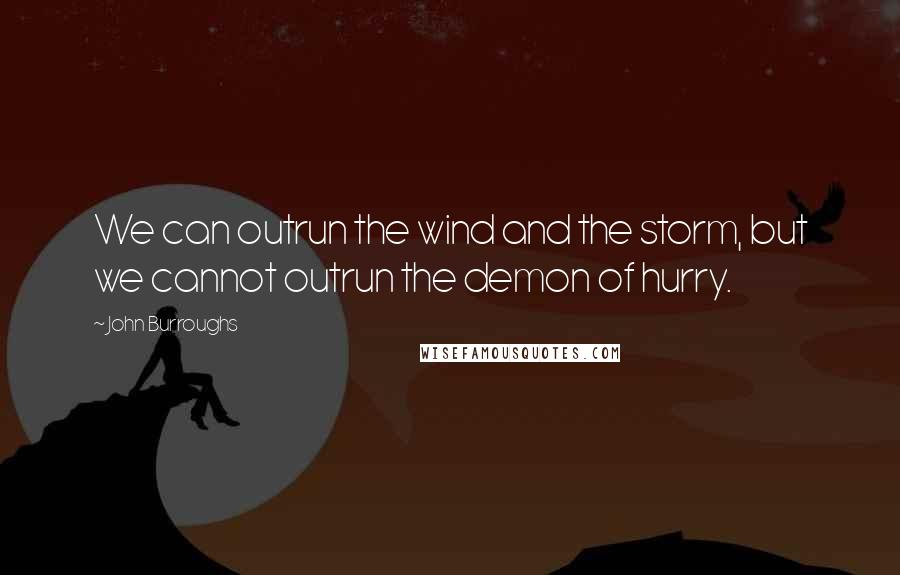 John Burroughs Quotes: We can outrun the wind and the storm, but we cannot outrun the demon of hurry.