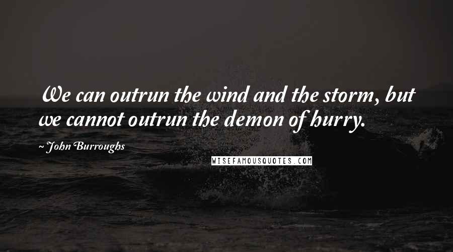 John Burroughs Quotes: We can outrun the wind and the storm, but we cannot outrun the demon of hurry.