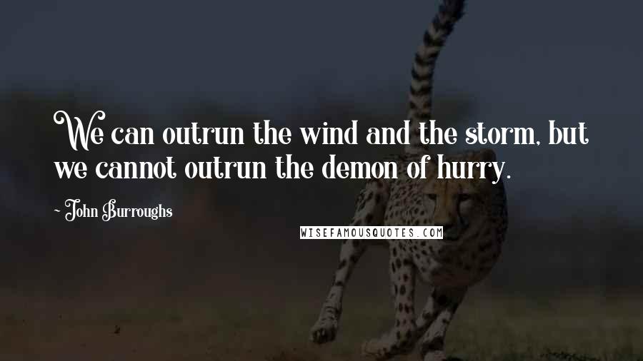 John Burroughs Quotes: We can outrun the wind and the storm, but we cannot outrun the demon of hurry.