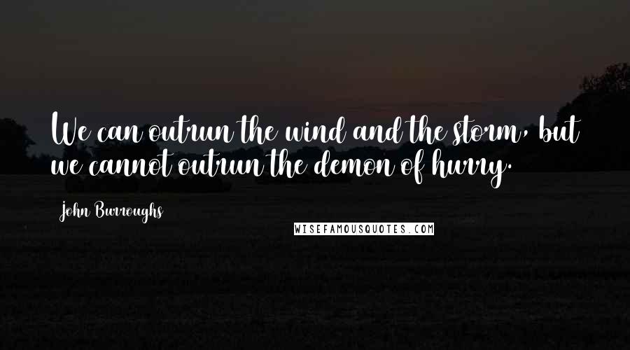 John Burroughs Quotes: We can outrun the wind and the storm, but we cannot outrun the demon of hurry.