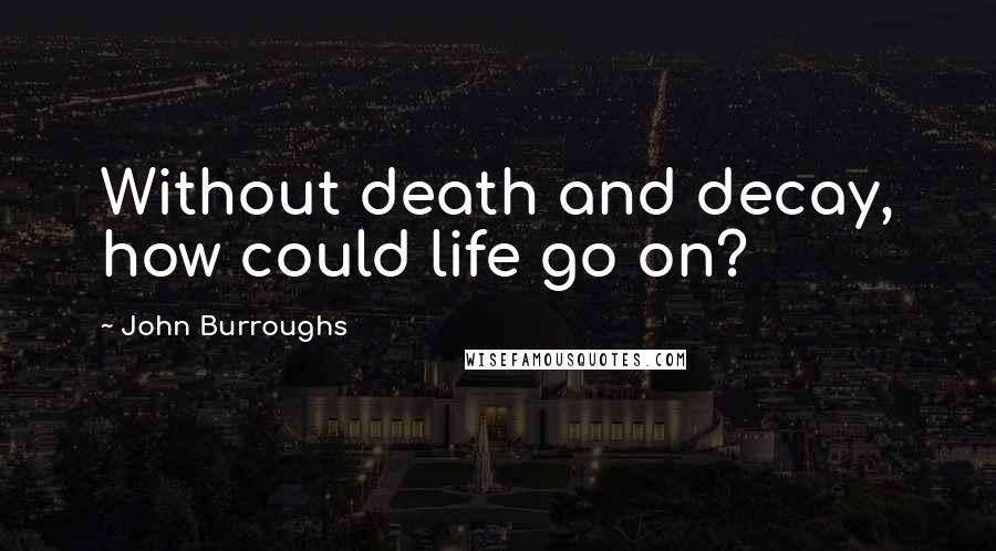 John Burroughs Quotes: Without death and decay, how could life go on?