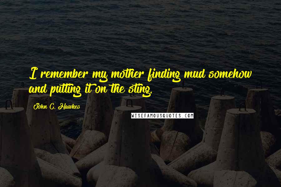 John C. Hawkes Quotes: I remember my mother finding mud somehow and putting it on the sting.