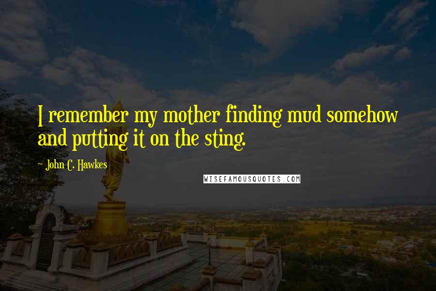 John C. Hawkes Quotes: I remember my mother finding mud somehow and putting it on the sting.