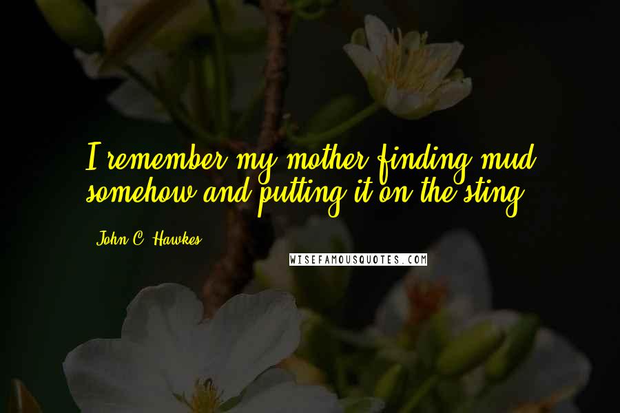 John C. Hawkes Quotes: I remember my mother finding mud somehow and putting it on the sting.