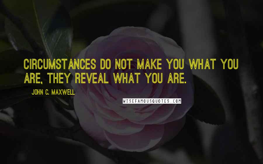 John C. Maxwell Quotes: Circumstances do not make you what you are, they reveal what you are.