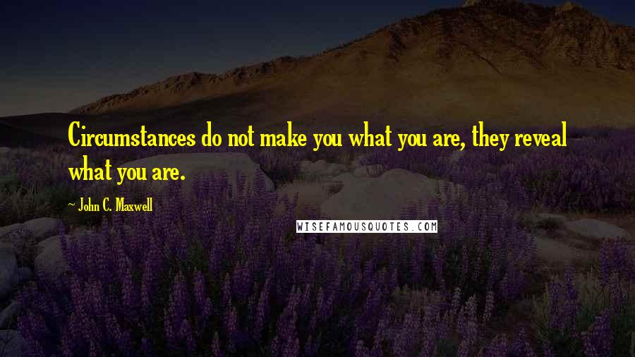 John C. Maxwell Quotes: Circumstances do not make you what you are, they reveal what you are.