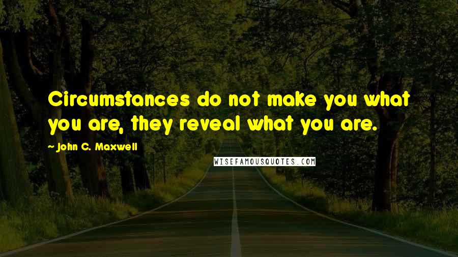 John C. Maxwell Quotes: Circumstances do not make you what you are, they reveal what you are.