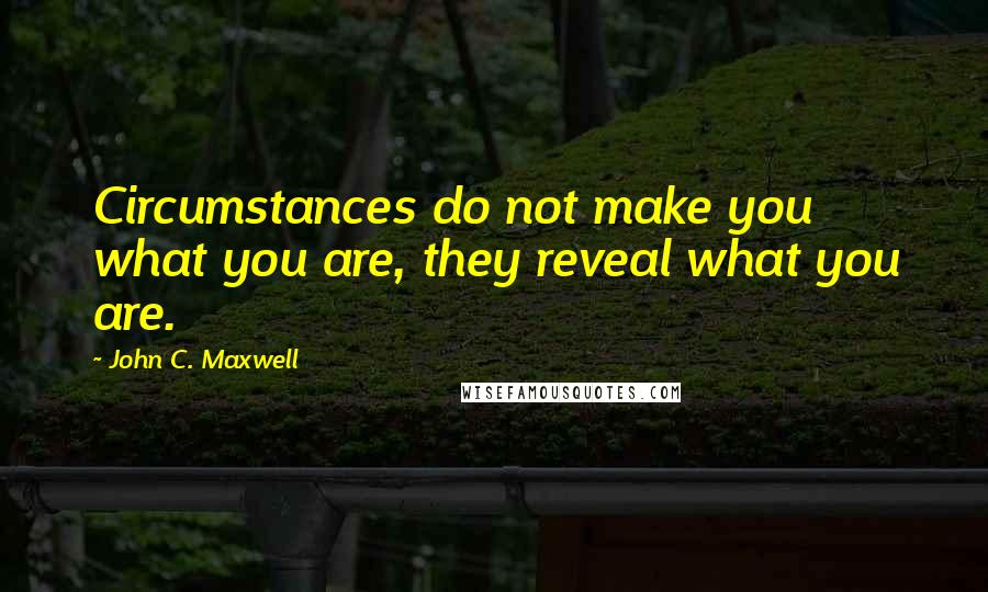 John C. Maxwell Quotes: Circumstances do not make you what you are, they reveal what you are.